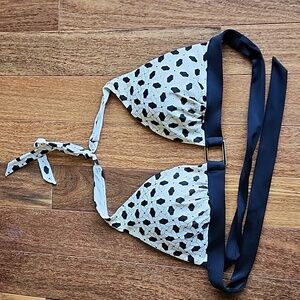 Victoria's Secret Geometric Bikini Swim Top Black White Gold Size Large